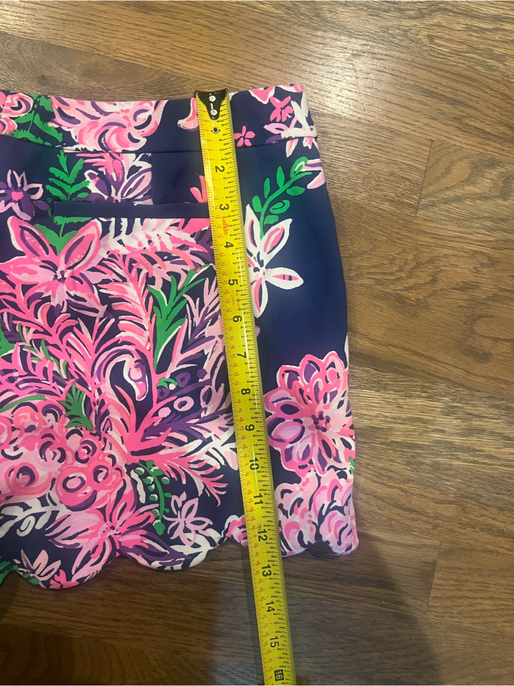 Lilly Pulitzer Buttercup Shorts Women 6 Ruffle Your Feathers Navy Pink Green - Picture 7 of 9